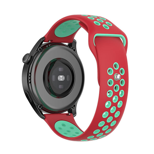 Dubbelfärgat justerbart silikonklockarmband 22 mm för Huawei Watch 3/Watch 3 Pro/Teal Red F