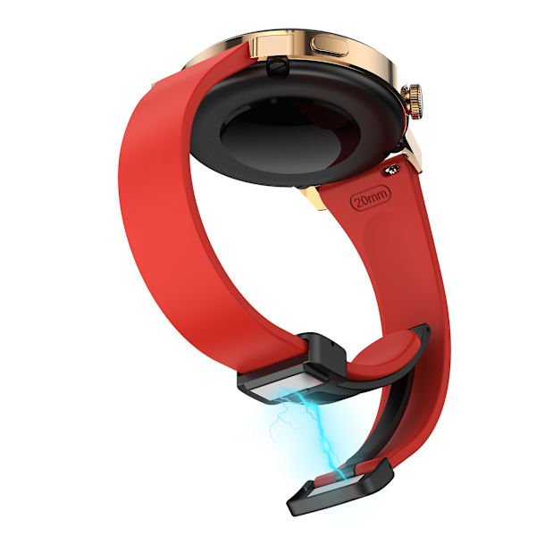 Silikonebånd til Samsung Galaxy Watch6 / Watch6 Classic / Watch 5 Pro / Watch4 Classic, Magnetisk foldelukkespænde 20mm rem Red