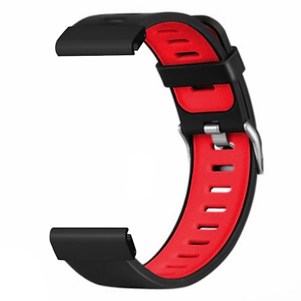 26mm PC-liitin Silikoni Kaksiväri Urheilukellohihna Coros Vertix 2/ Garmin Fenix 7x/6x/5x Black Red