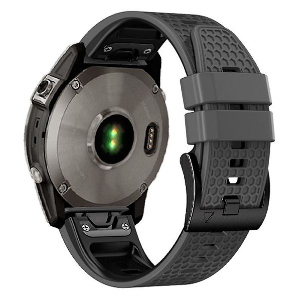 Dot Textur Silikonband för Garmin Tactix 7 Pro / Fenix 7x / 6x Pro / 5x Plus, 26mm Tvåfärgat Klockarmband Charcoal Grey Black