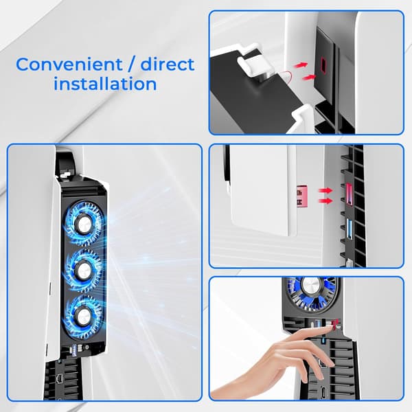 Køleventilator - Med USB 3.0-port til PS5, ikke til PS5 Slim og nye PS5 Pro