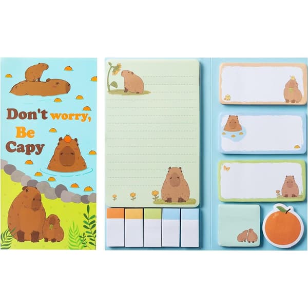 Notesblok - Selvklæbende notesæt 550 ark (Capybara)