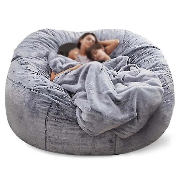 Lazy Sofa Bean Bag Konstgjord päls Bean Bag Bönsoffa Snow grey 135cm*65cm