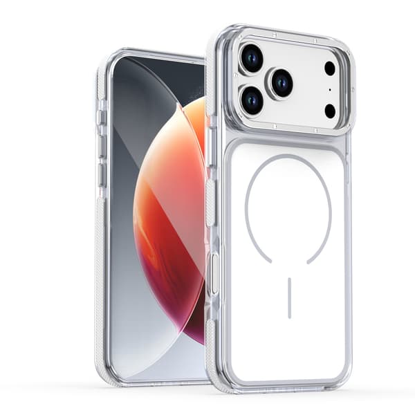 Etui til iPhone 17 Pro Max, Magnetisk Etui Dual Color Stødsikkert TPU PC White For iPhone 17 Pro Max