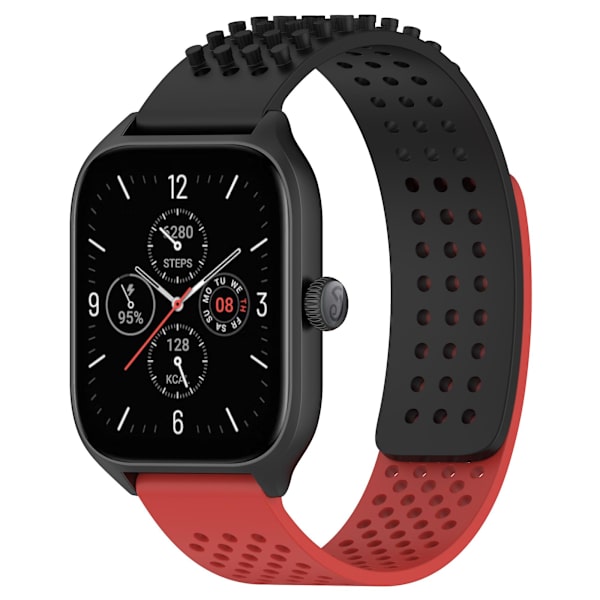 Silikonklockarmband 20mm Andningsbart Klockarmband För Garmin Vivoactive 5/garminactive 5/venu Sq 2 Black Red