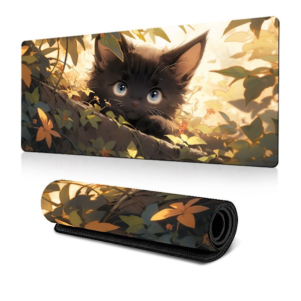 Sødt Kat Skrivebordsunderlag, Stor Computer Skrivebords Skridsikker Musemåtte (400 X 900 X 3 Mm)