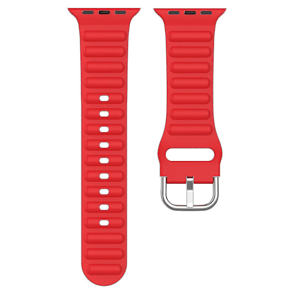 Handledsrem för Apple Watch Ultra 49mm/SE/SE (2022) 44mm/Series 8/7 45mm/6/5/4 44mm/3/2/1 42mm Wave Red, Red E Apple Watch Ultra 49mm