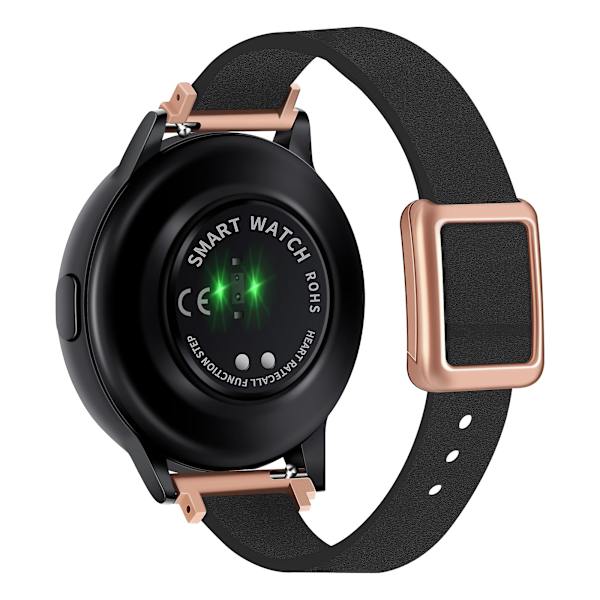 20mm Läderklockarmband för Samsung Galaxy Watch6 Classic 47mm 43mm, med magnetiskt viklås Black Rose Gold Buckle
