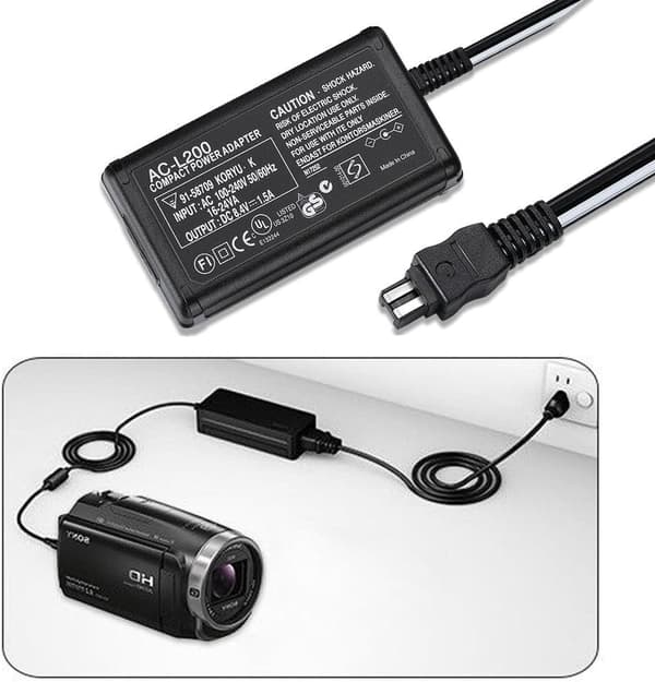 Oplader til AC-L200, kompatibel med Sony videokamera DCR-SX, DCR-SR, DCR-HC, DCR-PC