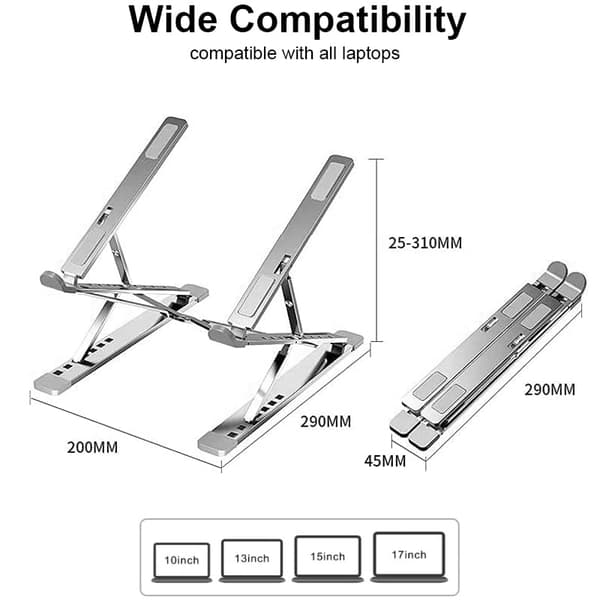 Støtte til bærbar computer, N8 aluminium kølende foldbar (grå)