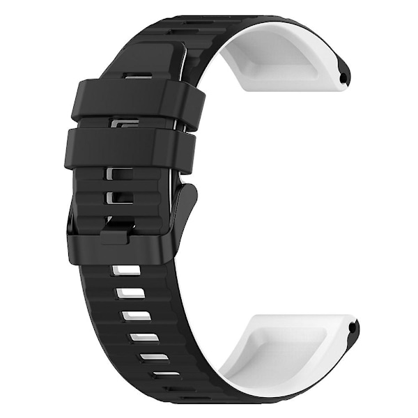 Silikonirannekkeet Kaksiväriset vaakasuorat raidat Rannehihna Garmin Fenix 7 Prolle Black White