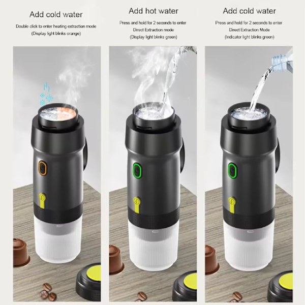 Kannettava kahvinkeitin, 60 ml espressokahvinkeitin kahvikapseleille/jauheelle, musta