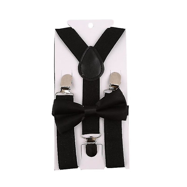 Barnhängslen med fluga, set, hängslen, justerbara baby Black