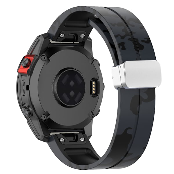 Sølvspenne 22mm Silikon Rem for Garmin Fenix 7 / Forerunner 965/955/945/935 Camo Grey