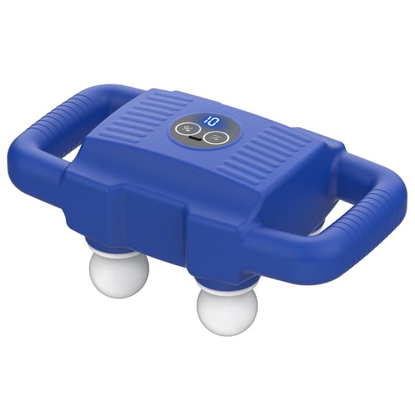 Massager 4-hoveder håndholdt, elektrisk dybdevævspercussion til smertelindring (blå) Blue
