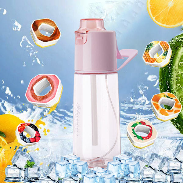750 ml duftvannflaske med 6 smakskapsler, lekkasjesikker med sugerør, egnet for utendørs sport, barnegavene Transparent Powder