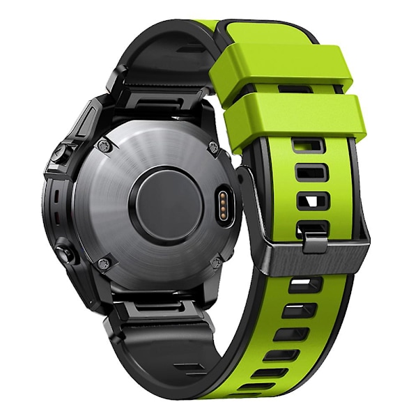 For Garmin Tactix 7 Pro/Tactix Delta Erstatningsarmbånd Hurtigutløsning To-farget Myk Silikon Sportklokkebånd Lime    Black