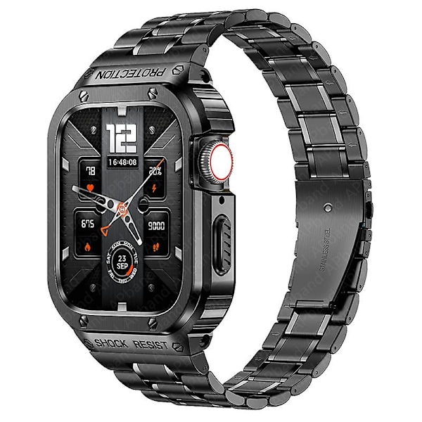 Case i rostfritt stål + rem För Apple Watch Band 44 mm 45 mm 49 mm 45 Mm Bumper Cover Tillbehör Iwatch Ultra Series 8 6 Se 7 Rem 49mm black