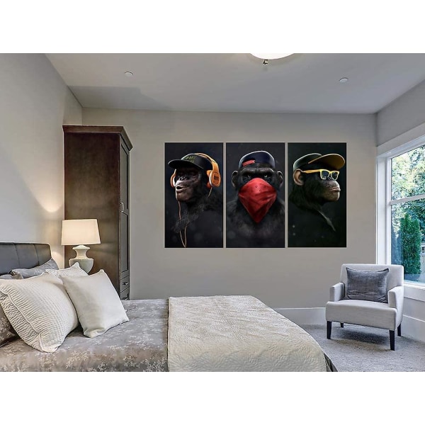 Wise Monkeys Canvas Print Canvastavlor för vardagsrum Modern heminredning 30x50cm 3 stycken