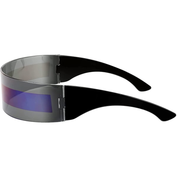 80-talls Futuristisk Visir Cyber ​​Solbriller Menn Kvinner Futuristisk Punk Style Cosplay B2740 Black - Blue Mirror Stripe