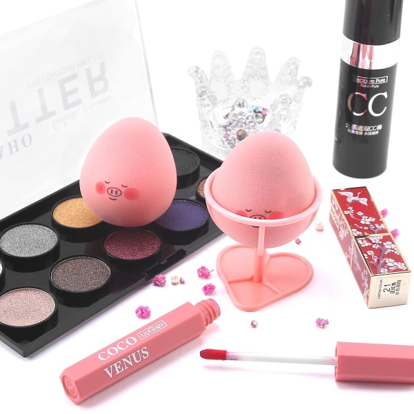 2-pak Pink Makeup Holder Beauty Svampe Holder Makeup Powder Puff Tørrebeholder (uden Beauty Egg)