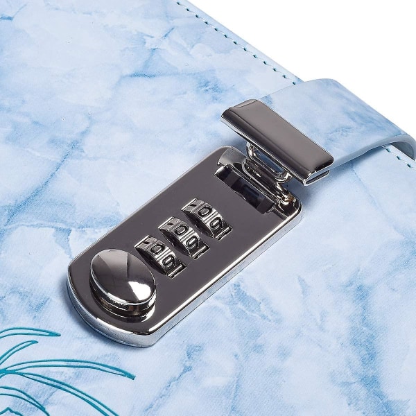A5 Creative Password Lock Journal, Pu Læder Kombinationslås Dagbog Digital Adgangskode Notebook Låse Journal Dagbog (blå)