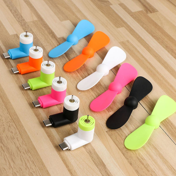 Mini fläkt för utomhusbruk, bärbar USB typ C-port kylfläkt för Android-telefon och surfplatta White