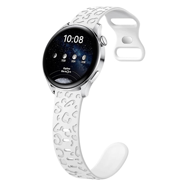 Leopardmönstrad design för Samsung Galaxy Watch3 45mm / Huawei Watch 4 Pro 22mm klockarmband White