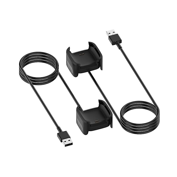Musta USB-pikalatauslaturi, latauskaapeli, teline, telakka, latausasema Fitbit Versa 2:lle, älykellolisävarusteille
