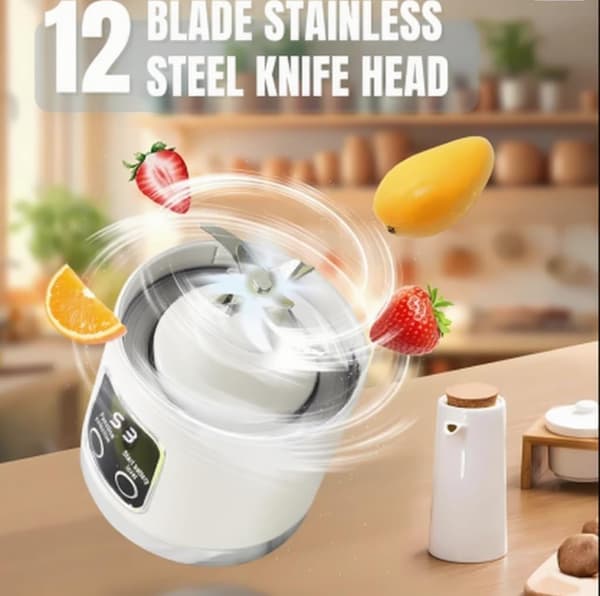 Juicer 16Oz/500Ml Med 12 Rostfria Blad, Flera Hastighetskontroller, 7.4V (Vit)