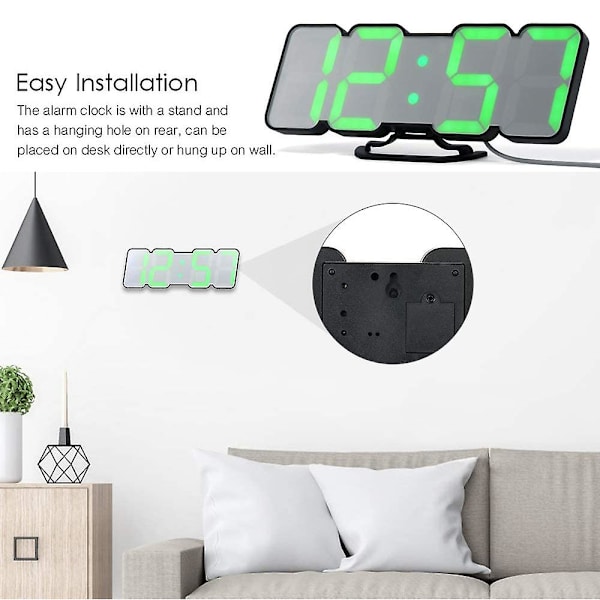 Decdeal herätyskello Digitaalinen Rgb Led USB -pöytäkello 3D-seinäkello