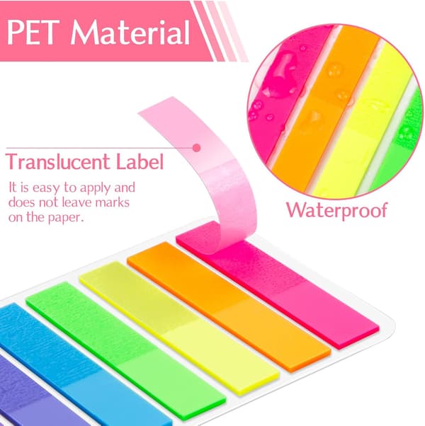 Notesblok - 1020 Stykker Sticky Notes, Gennemsigtige Plastik Indeksfaner