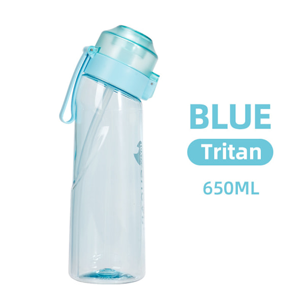 650Ml Scent Water Bottle With 1 Flavour Capsules For Outdoor Sports, Birthday Gifts Transparent Blue