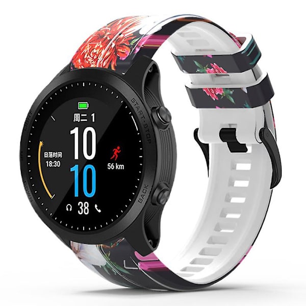 Snabbkopplingsarmband i silikon med tryckt mönster för Garmin Forerunner 965/955/945/935 Style I