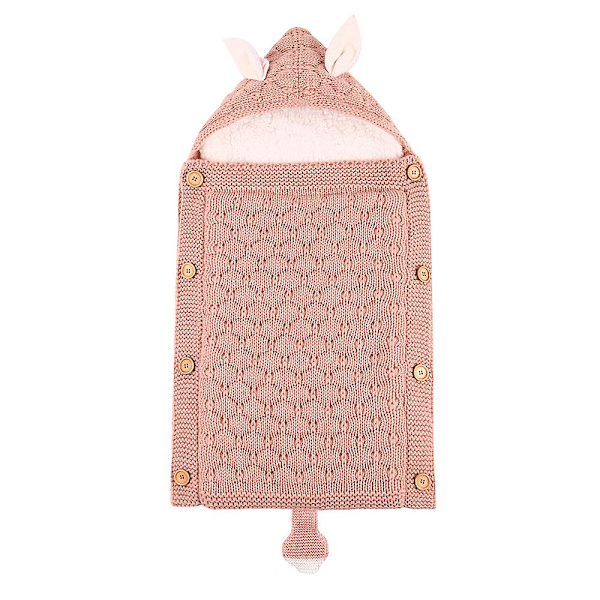 Nyfødte Klapvogn Sovepose Baby Konvolut Strikket Swaddle Fodpose Pink