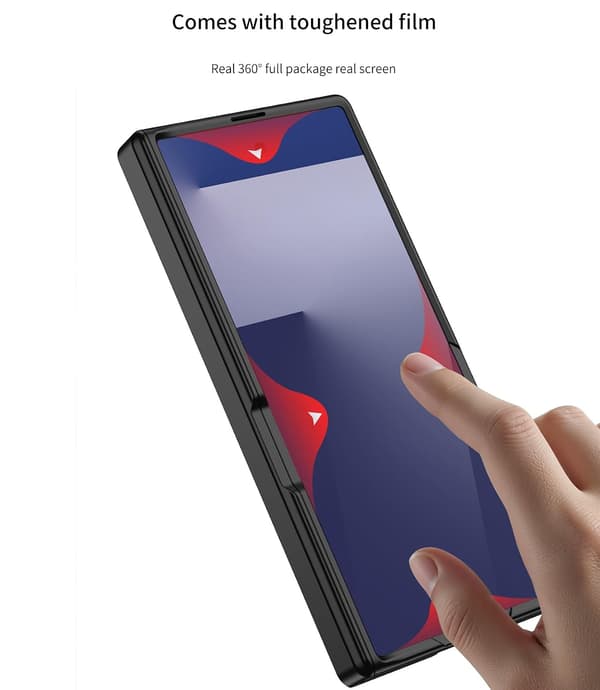 Etui til Samsung Z Fold 7, hængselbeskyttelse PC + hærdet glas Black