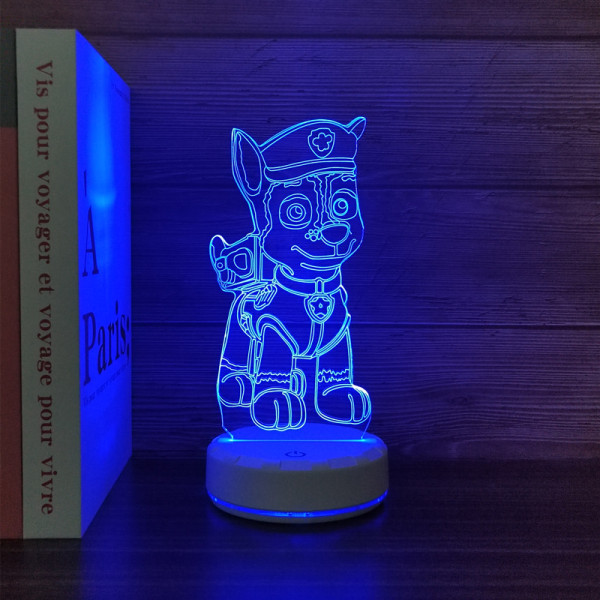 3D hund nattljus rum dekoration belysning säng LED ljus present för barn Chase