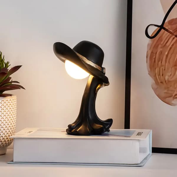 LED Hat Bordlampe, Justerbar Lysstyrke (Sort)
