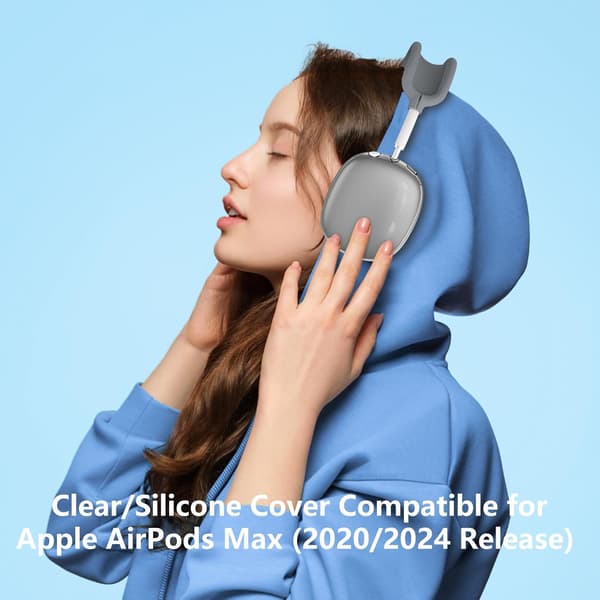 Etui til Airpods Max 1/2, gjennomsiktig og TPU-tilbehør (kompatibel, lys grå) Light Gray