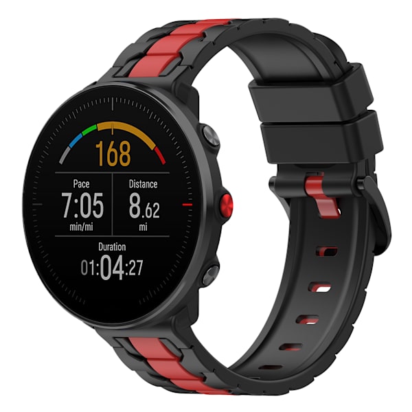 For Polar Ignite/Ignite 2/Unite 20mm Kædeformet Design Silikone Rem Dobbelt Farve Udskiftningsurrem Black Red