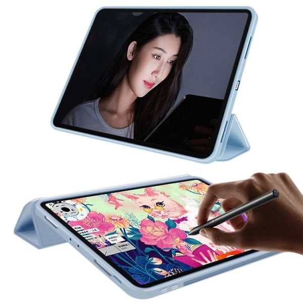 För Xiaomi Pad 5 / Pad 5 Pro Skin Feel Matt Honeycomb Läder Case med Tri-fold fäste Light Pink