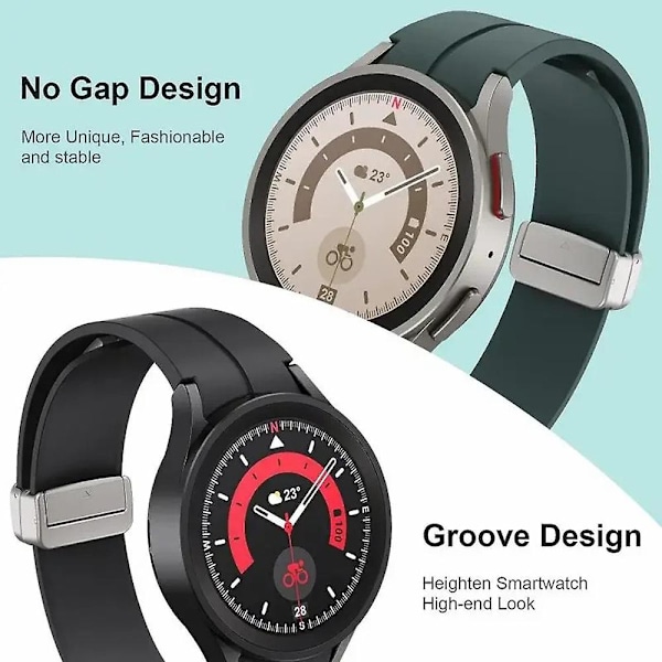 For Samsung Galaxy Watch4 / Watch 5 / Watch6 håndleddsrem i myk silikon med magnetisk spenne Light Grey