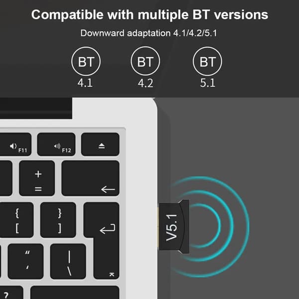 Bluetooth USB-mottaker Bluetooth V5.1 Mini Trådløs Dongle-adapter PC Windows 7 8 9 10 11