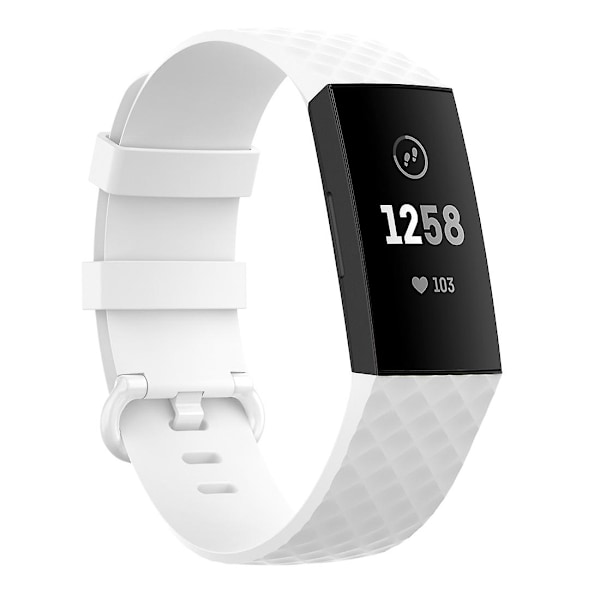 18mm hopeanvärinen solki TPU rannekoru Fitbit Charge 4 / Charge 3 SE -kellolle, koko: L White