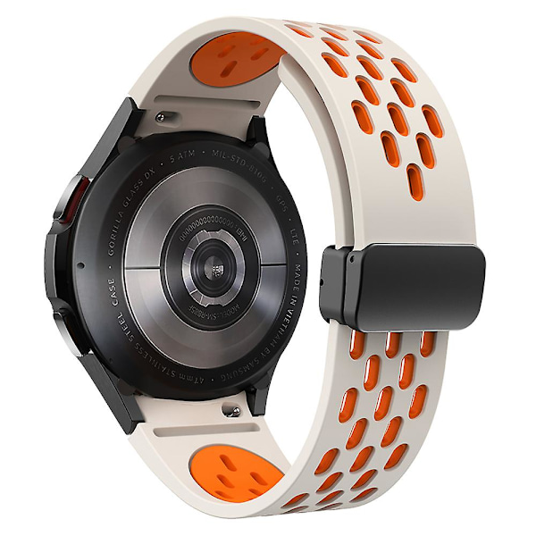 KLB-SSCXKGJ-002 Til Samsung Galaxy Watch4 / Watch 5 Pro / Watch6 Rem med Magnetisk Sort Spænde Starlight  Orange Black Buckle