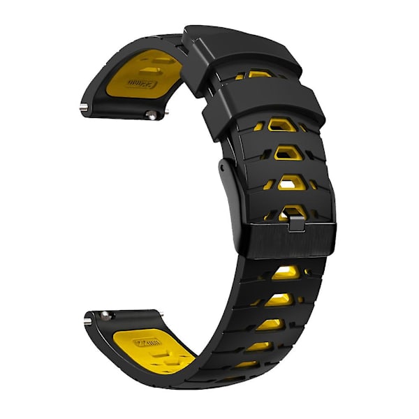 KLB-SSTXGJ-001 För Samsung Galaxy Watch3 45mm / Huawei Watch Ultimate Trapezoidal Silikon 22mm Klockarmband Black Yellow