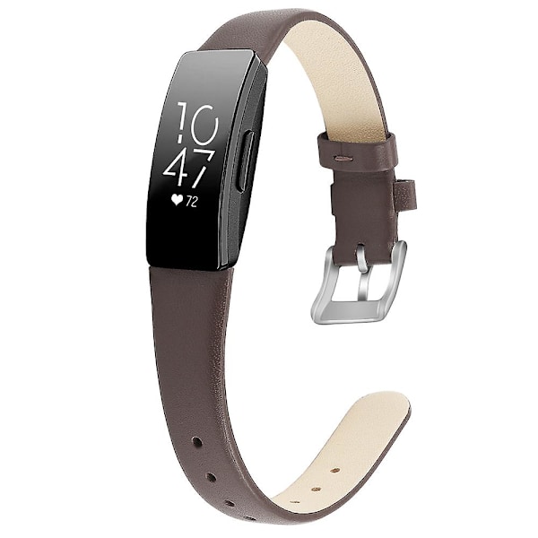 For Fitbit Inspire / Inspire HR Smart Watch Band Top-layer Cow Leather Wrist Strap, SIZE L-6.7-8.1 inches Grey