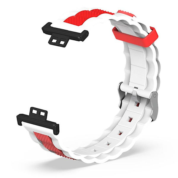 Dual Color Wave Design Silikone Rem til Huawei Watch Fit / Watch Fit Special Edition White Red