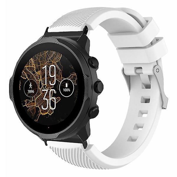 24mm Twill Texture Silikonklockarmband för Suunto Spartan Sport Wrist Hr Baro / Suunto 7 White
