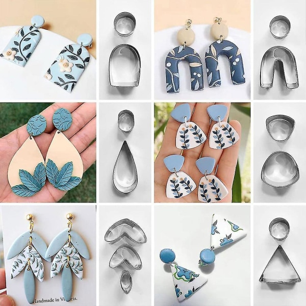 126 stk Polymer Clay Cutters Sæt til øreringefremstilling med øreringekort krogrygge